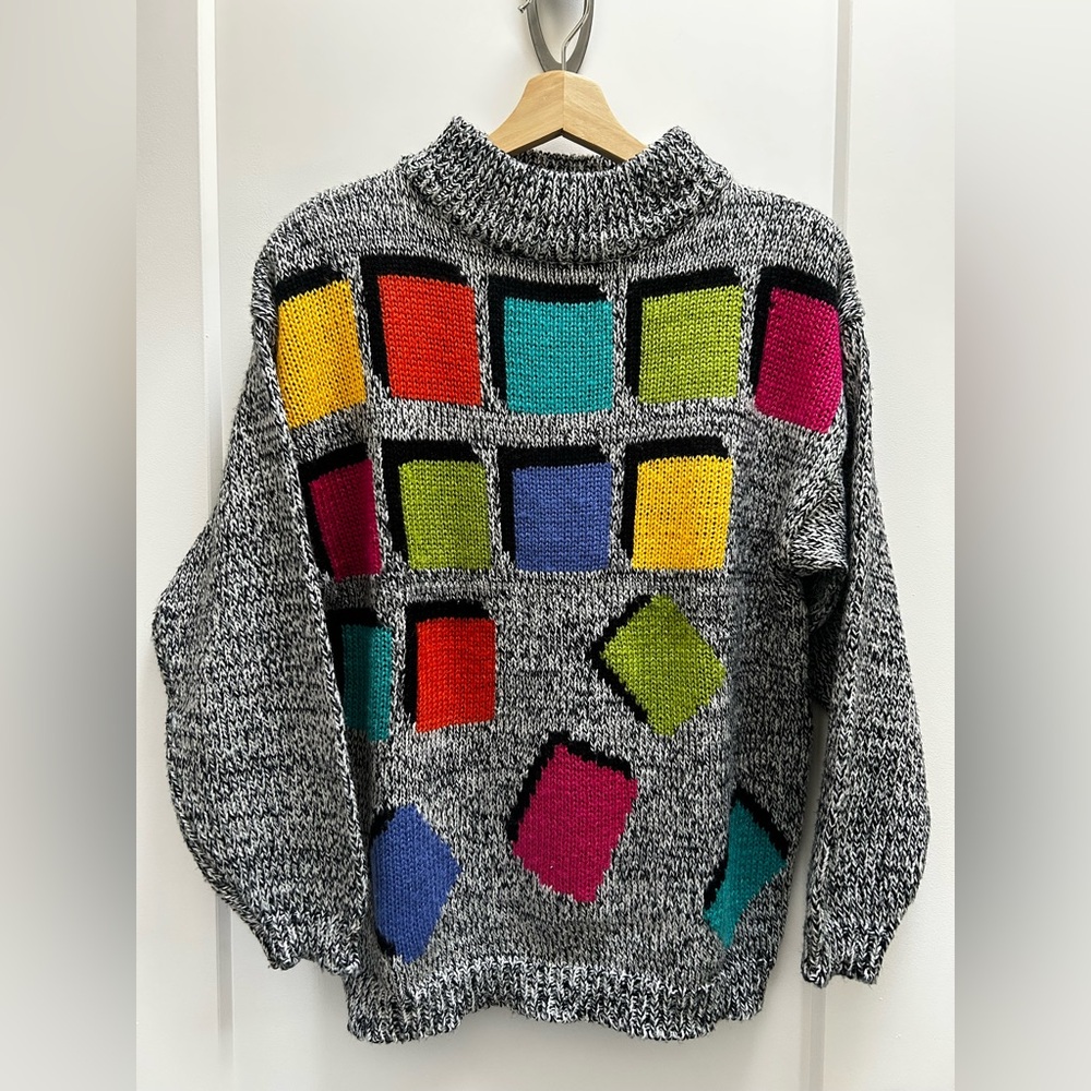 Vintage Gitans chandail tricot pour femmes formes multicolores